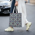 thumbnail image 2 of DouZhe Reusable Grocery Bags, Damask Colorful Leaves Lightweight Polyester Canvas Cloth Tote Bag for Travle Gym Shopping School, 15" x 16", 2 of 7