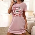 thumbnail image 2 of Tnhcen Pyjama Polyvalent Grande Taille Soie de Lait Robe Courte Double Face Col Rond Été Imprimé Mignon Polyester Spandex P-2TG pour Dormir/se Détendre, 2 of 5