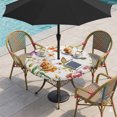 thumbnail image 2 of Spring Floral Hummingbird Round Outdoor Tablecloth with Umbrella Hole Zipper, Pastoral Rustic Botanical Flowers Elastic Fitted Table Cover, Waterproof Table Cloth for Patio Picnic Party Fits 45"-54", 2 of 9