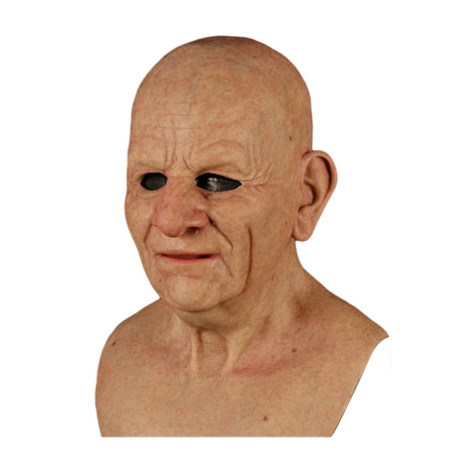 Gupgi Masque de Vieil Homme d'Halloween, Couvre-Chef Froissé en Latex Effrayant