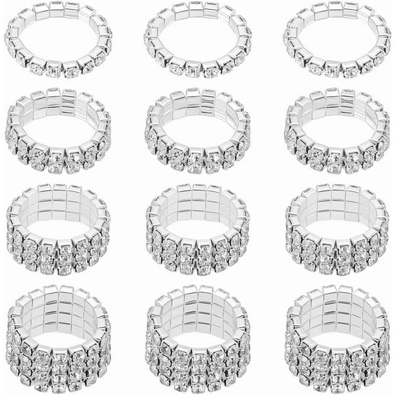 Sparkly Rhinestone Stackable Elastic Rings Rhinestone Stretch Rings Colorful Thumb Pinky Ring Fashion Crystal Stackable Diamond Elastic Finger Ring