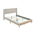 thumbnail image 4 of Upholstered Platform Bed with Rubber Wood Legs,No Box Spring Needed, Linen Fabric,Full Size-Beige, 4 of 9