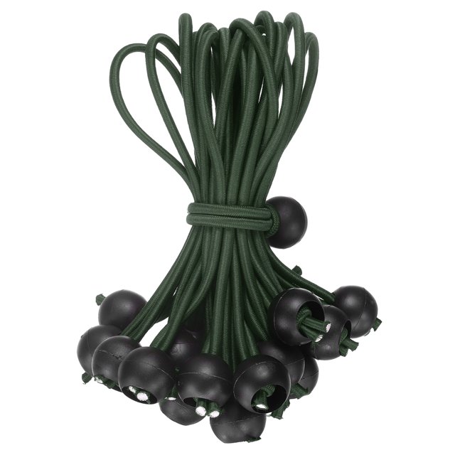 Cuerdas elásticas de 6" con bolas, 30 piezas de cuerdas elásticas con bolas para sujetar lonas para tiendas (Púrpura/Negro)