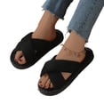 thumbnail image 5 of ZVNAΖH Women's Fashion Crisscross Strap Open Toe Slippers Winter Outdoor Cozy Flat House Slides, 5 of 5