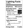 thumbnail image 2 of Great Value LED Light Bulb, 8W (65W Equivalent) BR30 Floodlight Lamp E26 Medium Base, Dimmable, Soft White, 8-Pack, 2 of 8