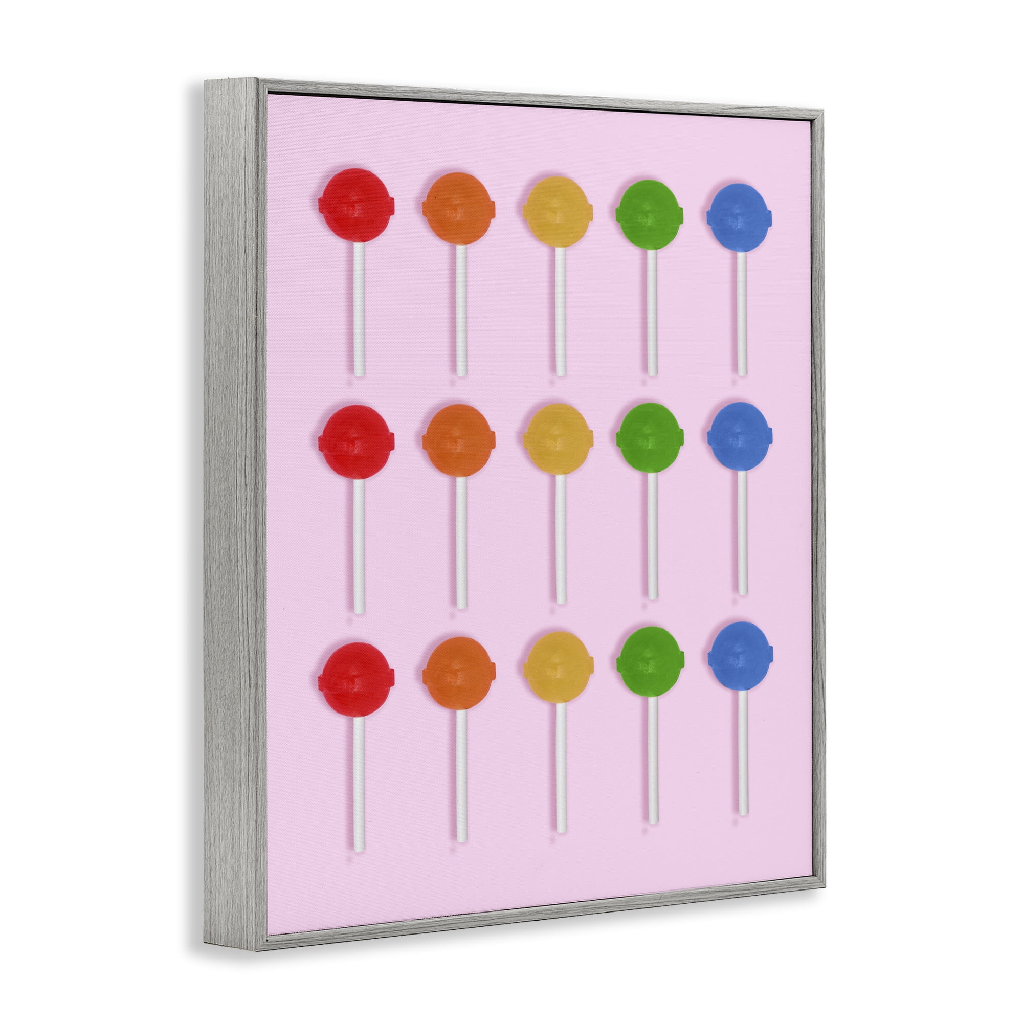 Stupell Industries Candy Pops on Light Pink Gray Framed Giclee Art, design by LISH Creative