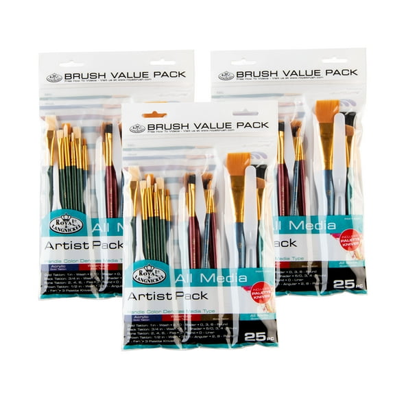 Royal & Langnickel - 75pc All Media Variety Taklon Wood Handle Paint Brush Value Pack