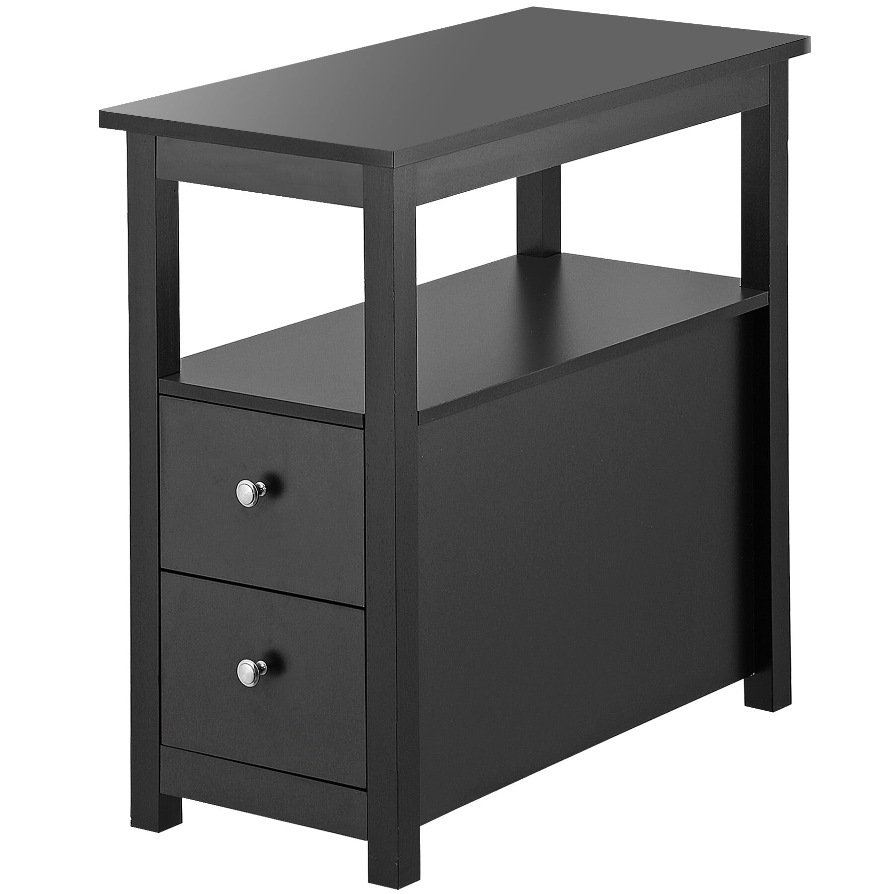 ZENSTYLE End Table Side cabinet with 2 Drawer and Shelf Narrow Nightstand Furniture Storage For Living Room Bedroom