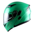 thumbnail image 5 of 1Storm Motorcycle Modular Full Face Flip up Dual Visor Helmet + Spoiler + Motorcycle Bluetooth Headset: HB89 Glossy Green, 5 of 6