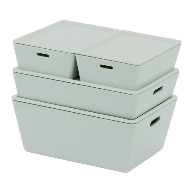 Caja de almacenamiento apilable de 4 piezas con tapa para accesorios de casa de Green_ABS Zulema contenedor de casa de muñecas