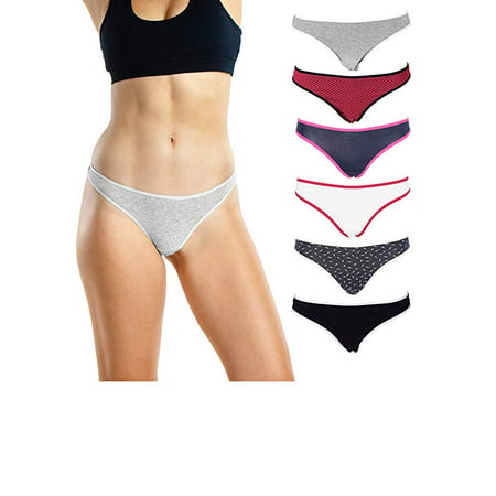 Emprella Women's Underwear Thong Panties - 6 Pack Colors and Patterns May (Best Cotton Thong Underwear)