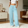 thumbnail image 7 of Ayolanni Pants for Women High Waist Solid Athletic Work Wide Leg Pants Baggy Outdoor Blue Casual Trousers with Pockets M, 7 of 7