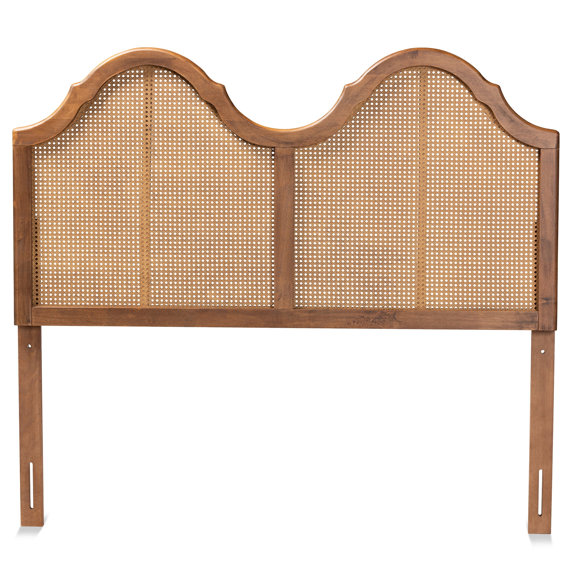 Baxton Studio Hazel Classic Wood Back Support Rattan Headboard, King, Ash Walnut