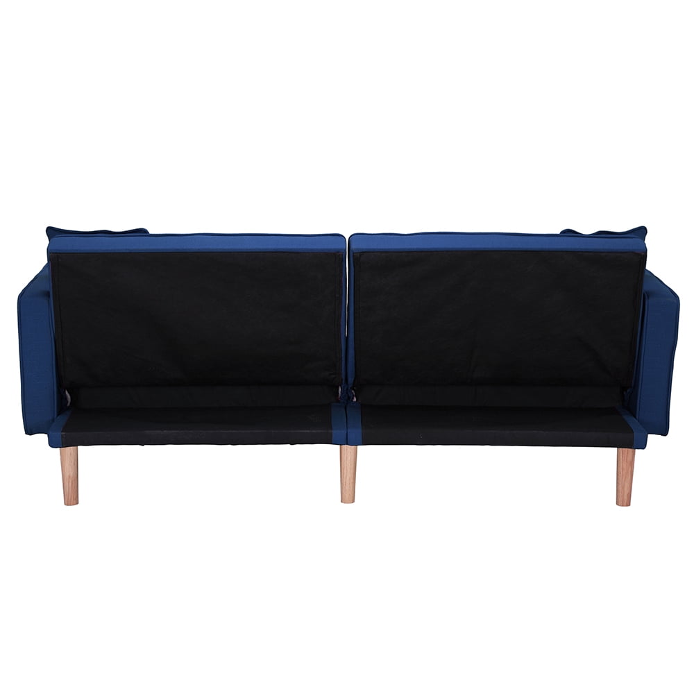 Lowestbest Modern Futon Sofa Bed with 2 Pillows for Small Spaces Living Room Bedroom, Navy Blue Lowestbest Modern Futon Sofa Bed with 2 Pillows for Small Spaces Living Room Bedroom, Navy Blue
