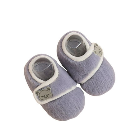 

Tao Tao Baby Toddler Slippers Boys Girls Warm House shoes Indoor Slipper Kids soft Non-Slip Home Shoes Infant Plush Lined Walking Shoes Gray L