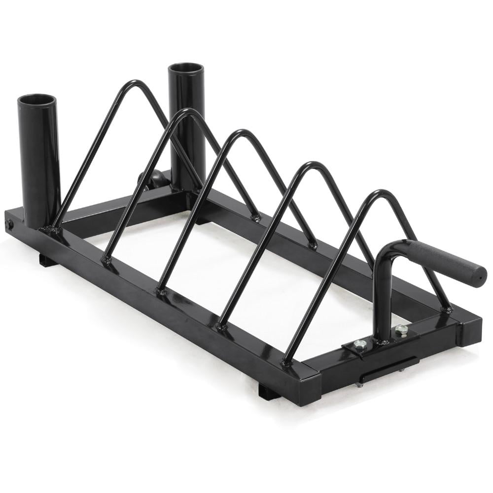 Yaheetech Horizontal Barbell Bumper Plate Storage Rack with Handle and Wheels