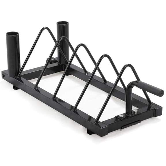 Renwick Horizontal Barbell Bumper Plate Storage Rack with Handle and Wheels
