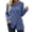 Blue, variant on Women's Solid Color Autumn/winter Button Open Knit Cedar Round Collar Strip Top Long Sleeve T Shirt 1 Polyester Shirts Women