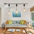 thumbnail image 3 of Kiven H-Type track lighting pendants Adjustable Length,Modern h track pendant lights with Glass Globe,3-Light Track Lighting Fixture Dimmable for Kitchen Island Hallway Restaurant,Copper Red Socket, 3 of 7