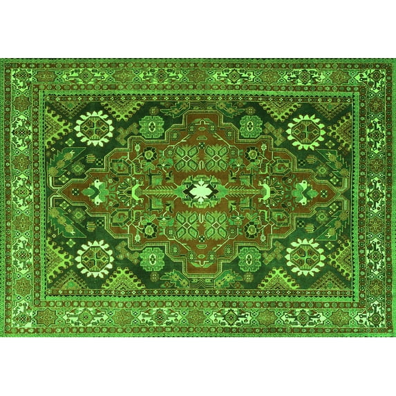 Ahgly Company Indoor Rectangle Persian Green Traditional Area Rugs, 6' x 9'