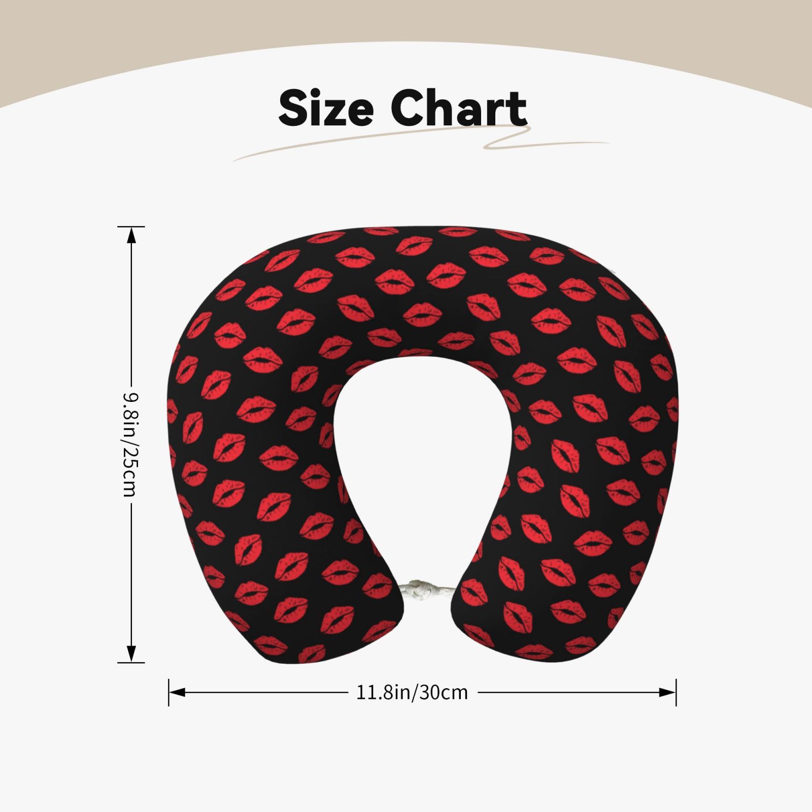 Xecao Sexy Red Lips Kiss Print Memory Foam Cervical Neck Pillow Versatile U-Shaped Pillows for Home,Office,Camping,Travelling,Soft Washable Cover