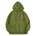 thumbnail image 5 of Fiaer,Hoodies for Cancer Awareness,Womens Tops Loose Fit Casual Trendy,Long Sleeve Plus Size Drawstring Hooded Pullover with Pocket Green XXL, 5 of 7