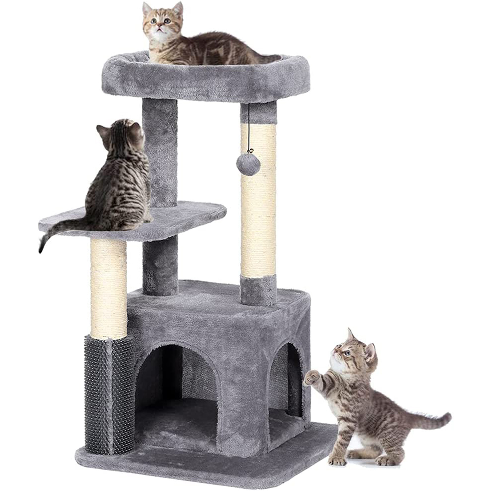 Small Cat Tower Cat Tree SelfGrooming Brush Kitten Activity