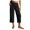 Black-1, variant on Summer Capri Linen Pants Women High Waisted Wide Leg Cropped Cotton Pants Loose Casual Trousers with Pockets