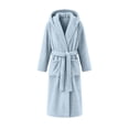 thumbnail image 4 of Zormilly Robes for Women Plush Fleece Long Hooded Nightgowns with Pockets Warm Fashion Casual Fluffy Soft Bathrobes,S-2XL, 4 of 7