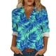 thumbnail image 3 of TaTaai Ladies Casual Lapel Long Sleeve Shirt Cotton Linen Like Hawaiian Print All Over Pattern Fashion Top for Spring Summer Fall Daily Street Wear Soft Comfortable Stylish Blouse Gift, 3 of 6