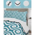 thumbnail image 4 of Quilts Twin Size Bedding Set, Teal Blue Geometric Lightweight Quilted Comforter, Modern Abstract Art Rhombus Soft Reversible Bedspread Coverlet with Pillow Covers for All Season, 68" x 86", 4 of 7