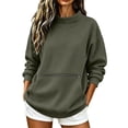 thumbnail image 2 of VBVC Women's Mock Neck Stretchy Sweatshirt , Fall Winter Pullover For Women , Ladies' Long Sleeve Hoodie with Zip Pocket , S-2XL, 2 of 8