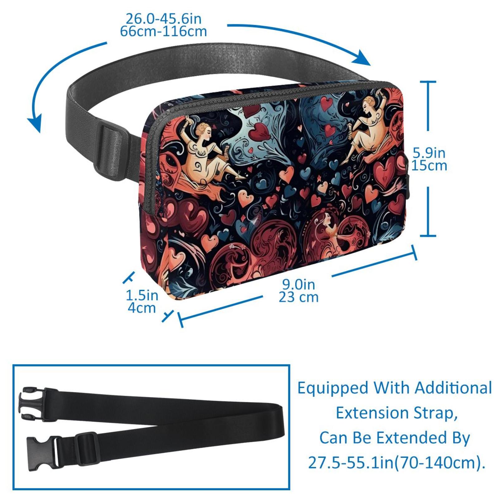 Love Lightweight Adjustable Running Belt with Extension Strap - Unisex Fanny Bag Crossbody Bag Cross Body Bag