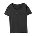 thumbnail image 4 of Camiseta de verano con cuello redondo para mujer, para acampar, vacaciones, oficina, viajes en la calle Gris, 4 of 7