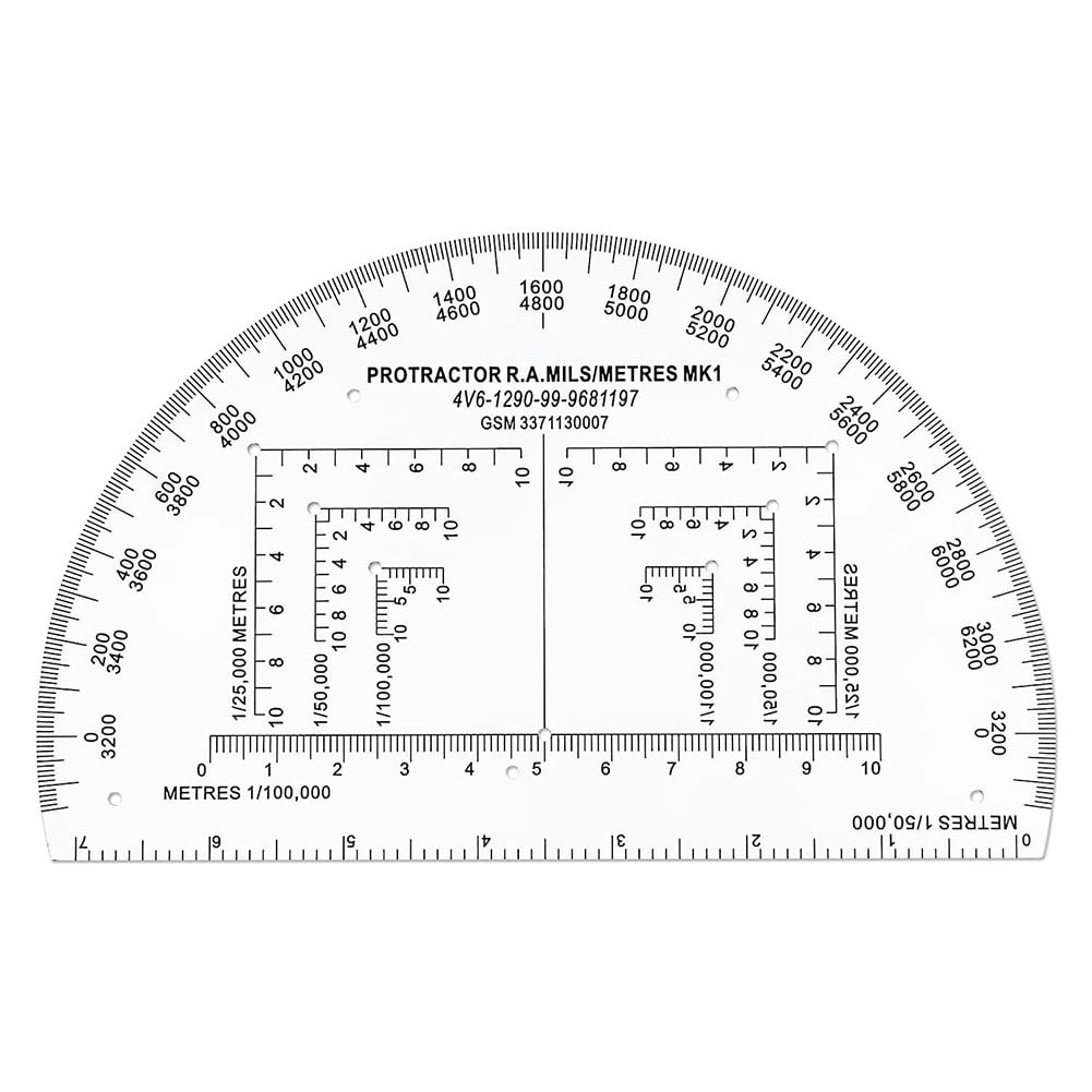 Protractor Coordinate Scale Navigation For Reading Maps With Ruler For G2Ab Mp-1 Fangkenuo