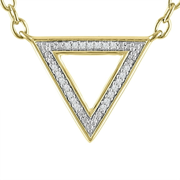 Ladies Brilliance Fine Jewelry Diamond Accent Triangle Necklace in 14 Kt Gold Plated Sterling Silver