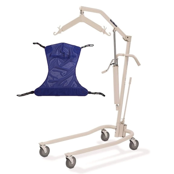 Invacare Hydraulic Patient Lift with R110 Medium Mesh Sling, 450 lb Capacity