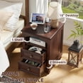 thumbnail image 5 of Leyaoyao Night Stand Set of 2 with Charger Station, Rustic Wood Night Stand with Storage Shelves, Farmhouse Bedside Table for Living Room, Walnut, 5 of 8