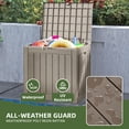 thumbnail image 4 of Uforic 30 Gallon Deck Boxes 2 Pack, Waterproof Outdoor Storage Box for Cushions, Garden Tools & Pool Accessories, Resin Storage Container for Patio, Deck & Garden, Brown, 4 of 5