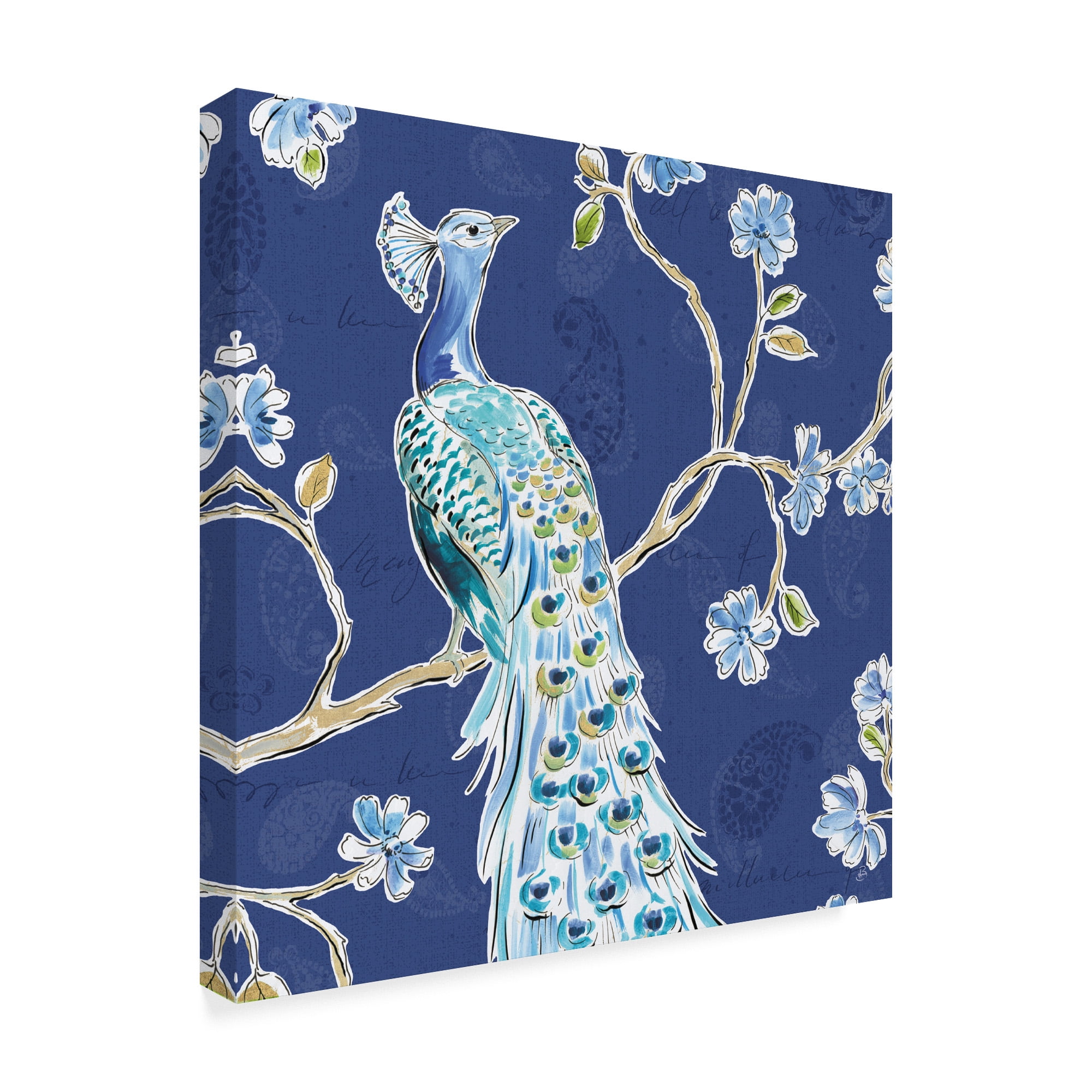 Trademark Fine Art 'Peacock Allegory III Blue' Canvas Art by Daphne Brissonnet