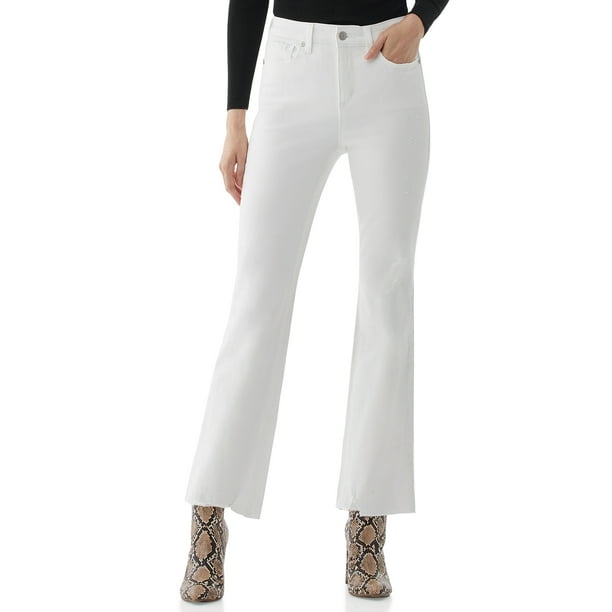 Scoop Scoop Women S Raw Hem Kick Crop Flare Jeans Walmart Com Walmart Com