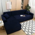 thumbnail image 2 of Eurhowing Sectional Couch Covers L-Shaped Sofa Covers, Velvet Super Stretch 2Pcs Sofa Slipcovers for 3 + 3 Seaters, Softness Corner Couch Cover, Navy Blue, 2 of 11
