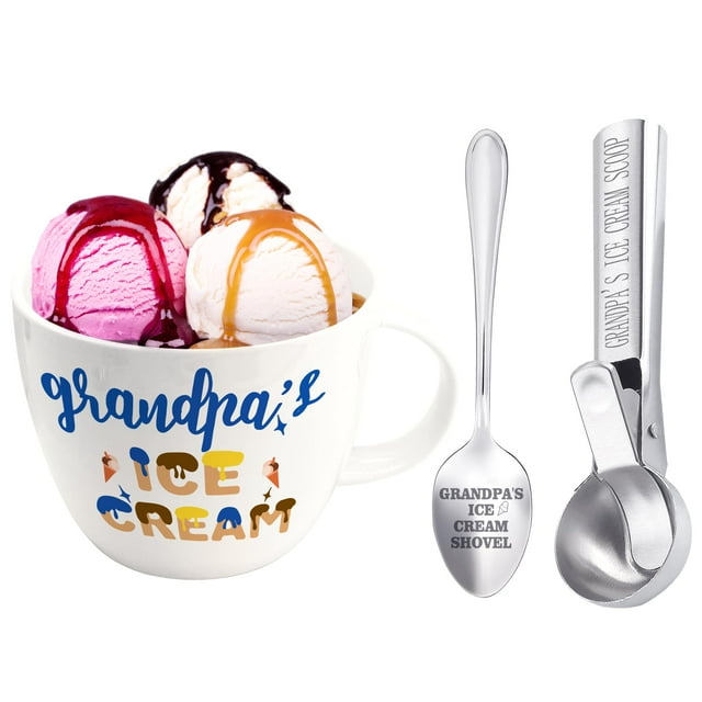 Juego de cuencos para helado Dolficy Grandpa Gift Cuchara de cerámica