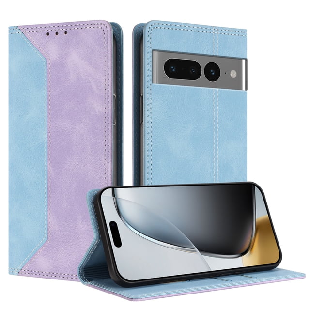 Phone Case for Google Pixel 7 Pro FOXDOCK Premium Leather,Creative Dual-Color Cover with Card Slot,Shockproof