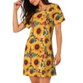thumbnail image 2 of Disketp Colorful Bohemian Sunflower para Camisón Corto de Manga Corta para Mujeres, Camisón Cómodo con Escote Redondo, Bonito y Confortable, 2 of 6