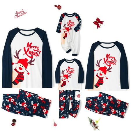 

wybzd Christmas Matching Family Pajamas Women Men Deer Print Pjs Elk Clothes Sleepwear