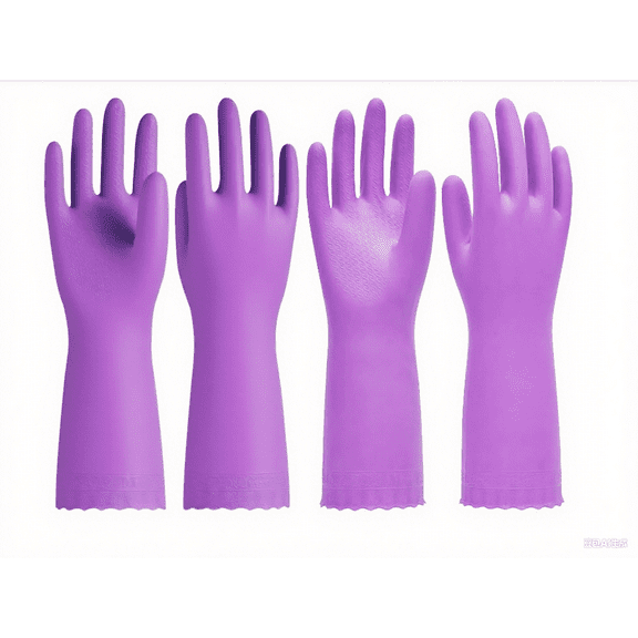 2 Pairs Dishwashing Cleaning Gloves with Latex free, Cotton lining, Kitchen Gloves (Purple Blue, Medium)