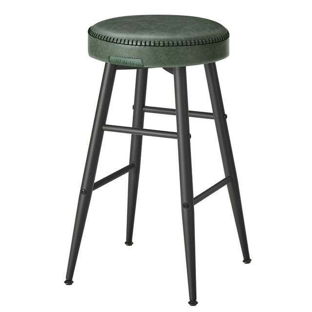 VASAGLE Echo Collection Bar Stools Set of 2, Kitchen Counter Stools,Synthetic Leather with Stitching, Home Bar Dining Room, Easy Assembly, Forest Green