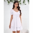 thumbnail image 3 of Yesfashion Women's Summer Lantern Sleeve A-Line Mini Dresses Double-Layer Sleeves V-Neck Dress, 3 of 8