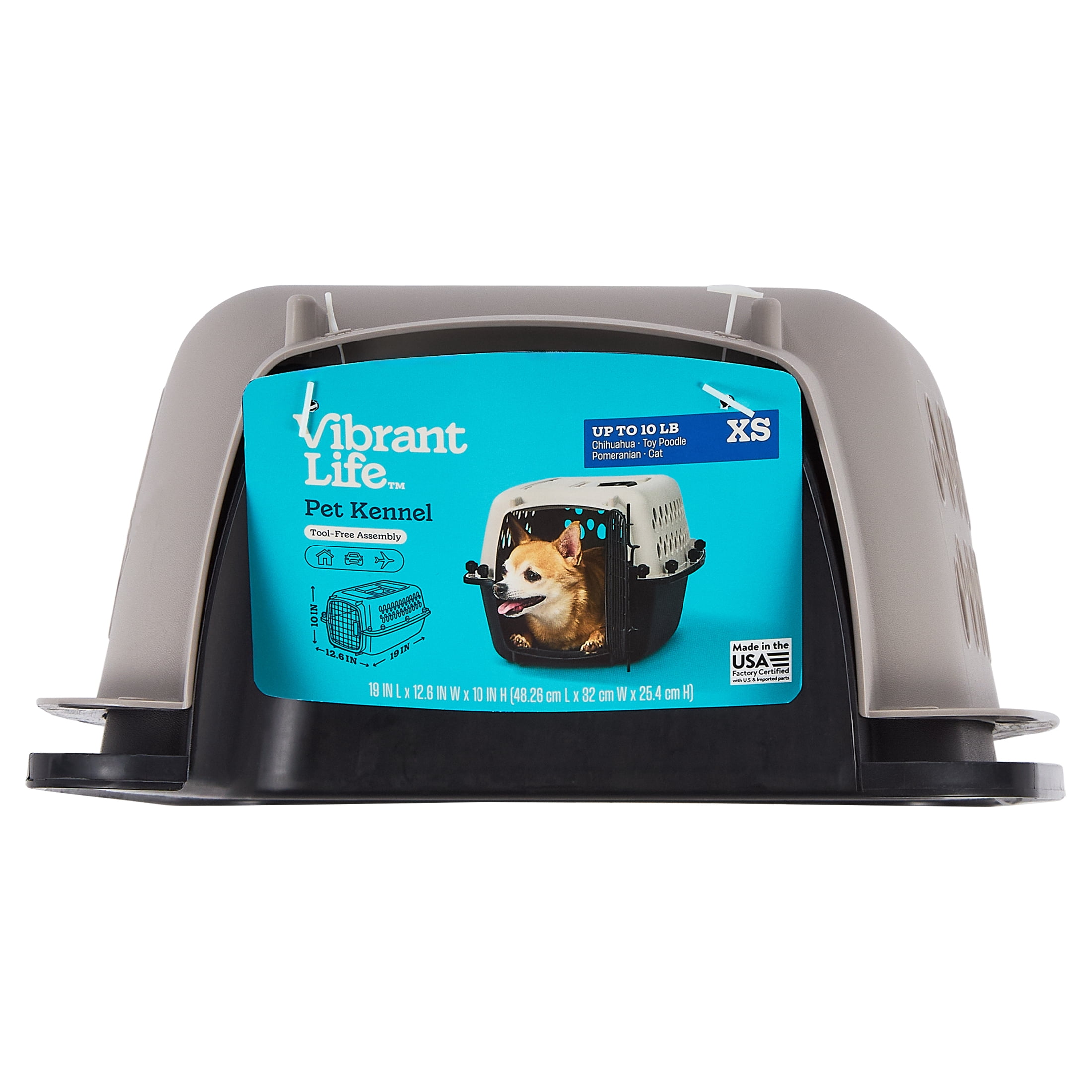 Vibrant Life Small/Medium Plastic Hard-Sided Pet Carrier, Black